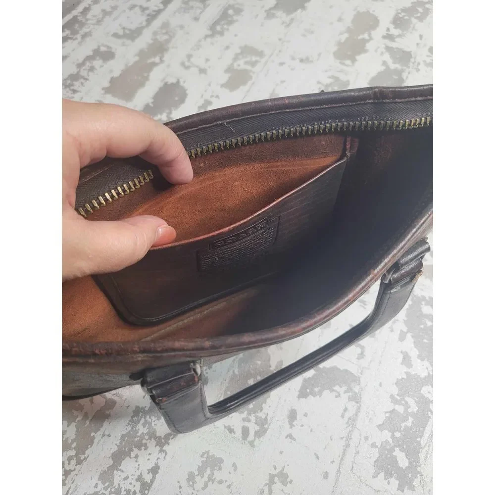 3502 Vintage Coach Handle Clutch Handbag Bonnie Cashin Brown Leather - Picture 7 of 9